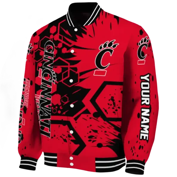 customized cincinnati bearcats hexagon cluster red black varsity jacket best selling
