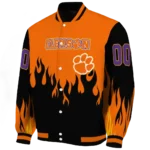 customized clemson tigers flame border orange black varsity jacket best selling.webp