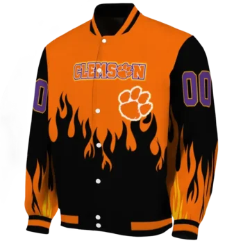 customized clemson tigers flame border orange black varsity jacket best selling.webp