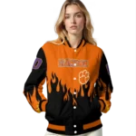 customized clemson tigers flame border orange black varsity jacket best selling.webp
