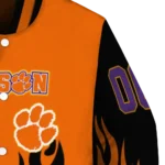 customized clemson tigers flame border orange black varsity jacket best selling.webp