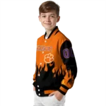 customized clemson tigers flame border orange black varsity jacket best selling.webp