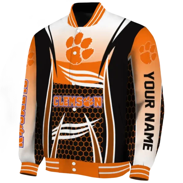 customized clemson tigers mesh effect orange black varsity jacket best selling