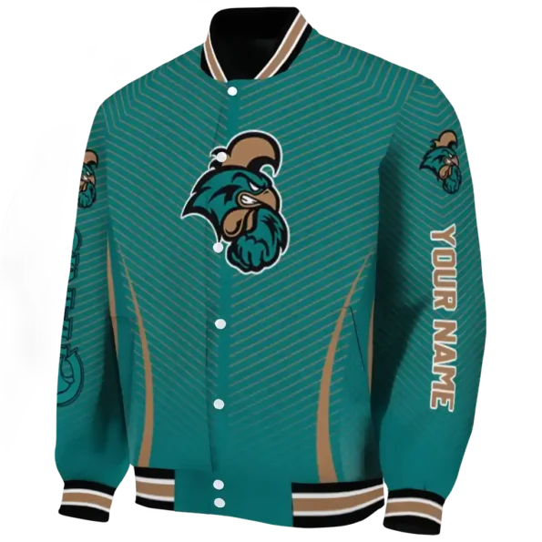 customized coastal carolina chanticleers chevron arrow green varsity jacket best selling