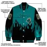 customized coastal carolina chanticleers flame border green black varsity jacket best selling.webp