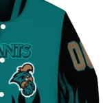 customized coastal carolina chanticleers flame border green black varsity jacket best selling.webp