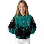 customized coastal carolina chanticleers flame border green black varsity jacket best selling.webp