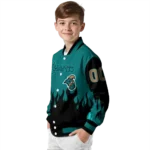 customized coastal carolina chanticleers flame border green black varsity jacket best selling.webp