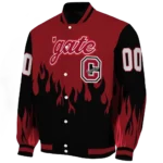 customized colgate raiders flame border maroon black varsity jacket best selling.webp