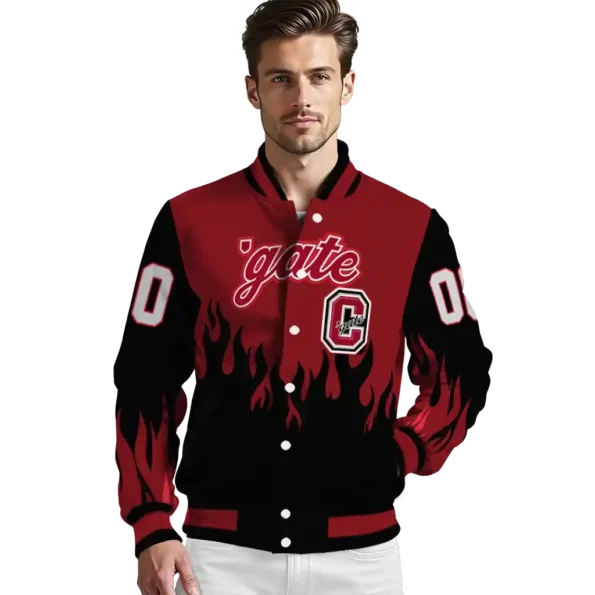 customized colgate raiders flame border maroon black varsity jacket high quality.webp