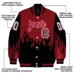 customized colgate raiders flame border maroon black varsity jacket best selling.webp