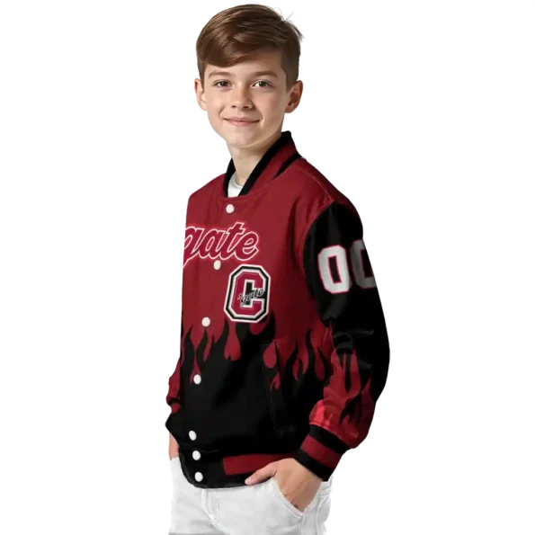 customized colgate raiders flame border maroon black varsity jacket trendy.webp
