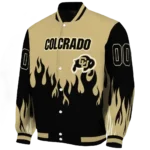 customized colorado buffaloes flame border gold black varsity jacket best selling.webp