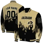 customized colorado buffaloes flame border gold black varsity jacket best selling.webp
