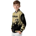 customized colorado buffaloes flame border gold black varsity jacket best selling.webp