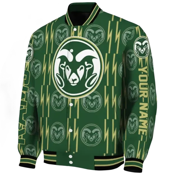 customized colorado state rams bolt stripe green varsity jacket best selling