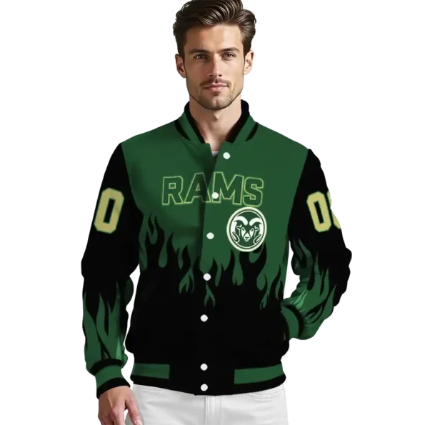 customized colorado state rams flame border green black varsity jacket high quality.webp