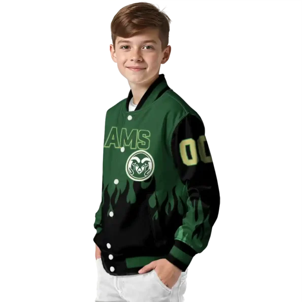 customized colorado state rams flame border green black varsity jacket trendy.webp
