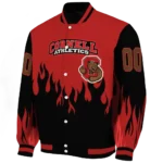 customized cornell big red flame border red black varsity jacket best selling.webp