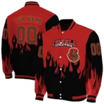 customized cornell big red flame border red black varsity jacket best selling.webp