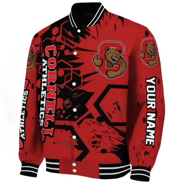 customized cornell big red hexagon cluster red black varsity jacket best selling