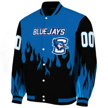 customized creighton bluejays flame border blue black varsity jacket best selling.webp