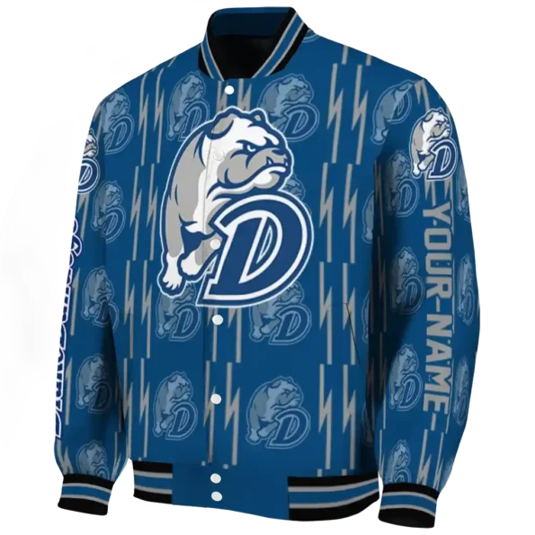 customized drake bulldogs bolt stripe blue varsity jacket best selling
