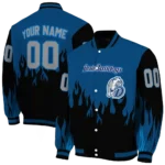 customized drake bulldogs flame border blue black varsity jacket best selling.webp