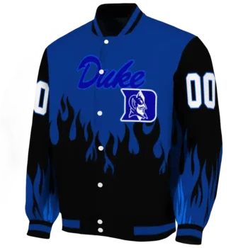 customized duke blue devils flame border blue black varsity jacket best selling.webp