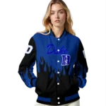 customized duke blue devils flame border blue black varsity jacket best selling.webp