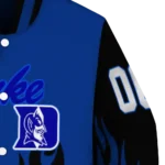 customized duke blue devils flame border blue black varsity jacket best selling.webp