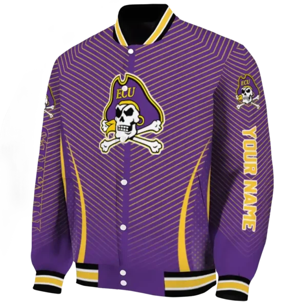 customized east carolina pirates chevron arrow purple varsity jacket best selling