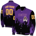 customized east carolina pirates flame border purple black varsity jacket best selling.webp