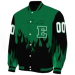 customized eastern michigan eagles flame border green black varsity jacket best selling.webp