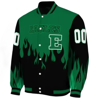 customized eastern michigan eagles flame border green black varsity jacket best selling.webp