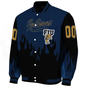 customized fiu panthers flame border blue black varsity jacket best selling.webp