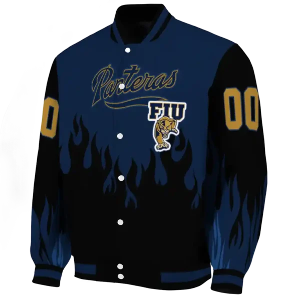 customized fiu panthers flame border blue black varsity jacket best selling.webp