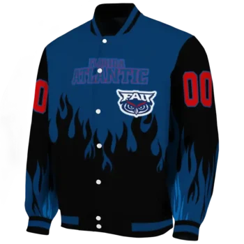 customized florida atlantic owls flame border blue black varsity jacket best selling.webp
