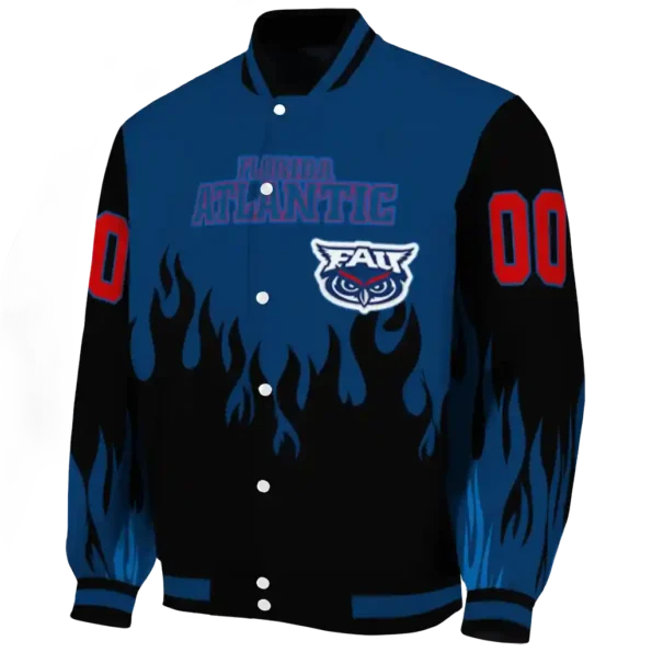 customized florida atlantic owls flame border blue black varsity jacket best selling.webp