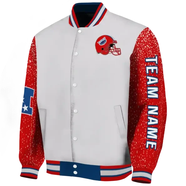 customized florida atlantic owls speckled arms blue gray varsity jacket best selling