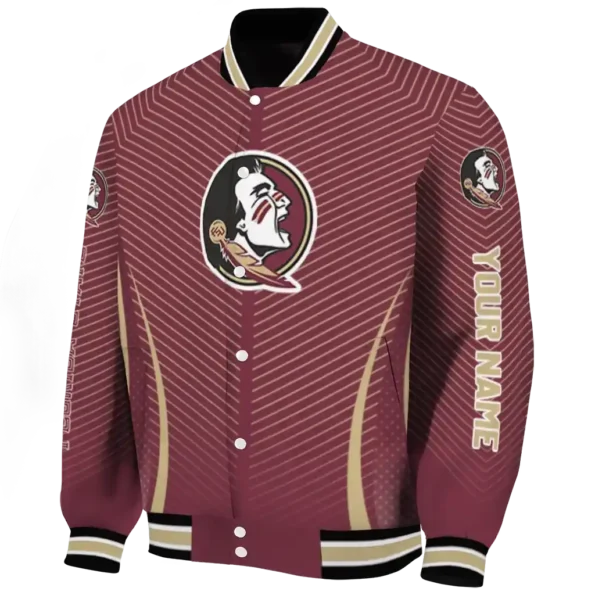 customized florida state seminoles chevron arrow garnet varsity jacket best selling