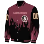 customized florida state seminoles flame border garnet black varsity jacket best selling.webp
