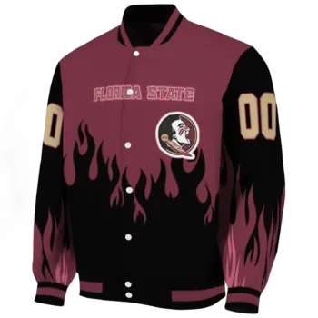 customized florida state seminoles flame border garnet black varsity jacket best selling.webp
