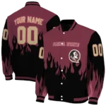customized florida state seminoles flame border garnet black varsity jacket best selling.webp