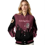 customized florida state seminoles flame border garnet black varsity jacket best selling.webp