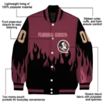 customized florida state seminoles flame border garnet black varsity jacket best selling.webp