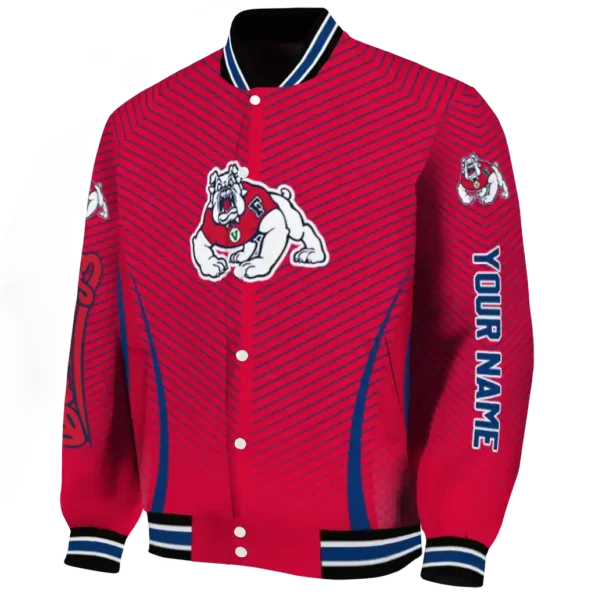 customized fresno state bulldogs chevron arrow red varsity jacket best selling
