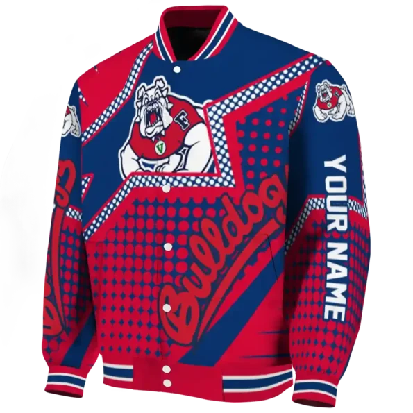 customized fresno state bulldogs star burst red varsity jacket best selling
