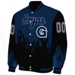 customized georgetown hoyas flame border blue black varsity jacket best selling.webp