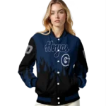 customized georgetown hoyas flame border blue black varsity jacket best selling.webp